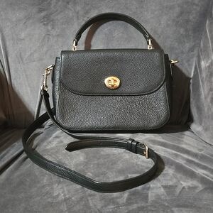 Authentic Coach Marlie Top Handle Satchel Crossbody Black Leather-Like New